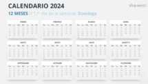 Diseño del calendario del año completo 2024 con inicio en domingo - Diapositiva 7
