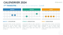 Vue du calendrier trimestriel 2024, début lundi - Diapo 1