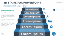 Staircase with 6 Steps for PowerPoint - Blue