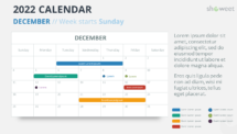 Calendar December 2022 for PowerPoint