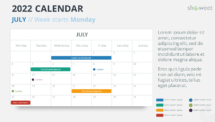 Calendar July 2022 for PowerPoint