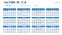 Calendrier 2023 PowerPoint - 12 Mois (Année) - Diapositive #10
