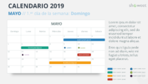 Calendario 2019 PowerPoint - MAYO - 1.er Día de la Semana Domingo