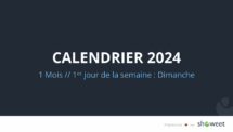 Diapositive d'introduction pour les calendriers mensuels 2024 commençant dimanche