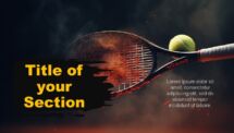 Cinematic Tennis PowerPoint Template Cover Slide