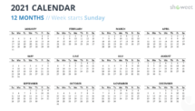 Calendar 2021 for PowerPoint - 12 Months (Year) - Option 2
