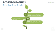 Three-stage vertical leaf layout from the Eco Infographics template for PowerPoint and Google Slides for stepwise green growth.