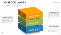 3D Block Layers for PowerPoint - 3 Layers (Multicolor)