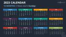 2023 Calendar for PowerPoint and Google Slides - 12 Months, Week starts Sunday - Slide 07