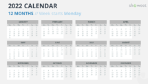 Calendar 2022 for PowerPoint - 12 Months (Year)