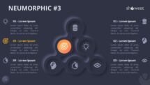 Slide 3 of Neumorphic diagram with dark background, enhancing visual impact