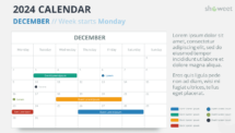 2024 December Calendar Layout, Monday Start