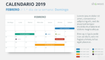 Calendario 2019 PowerPoint - FEBRERO - 1.er Día de la Semana Domingo