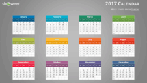 Free 2017 Calendar for PowerPoint - Week starts Sunday (dark background)