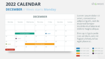 Calendar December 2022 for PowerPoint
