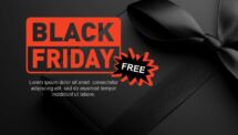 Cover slide of Black Friday template for PowerPoint and Google Slides with bold black and red theme.