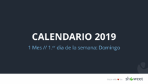 Calendario 2019 PowerPoint - 1 Mes - 1.er Día de la Semana Domingo (Sección)