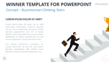 Winner Template for PowerPoint - Businessman Climbing Stairs