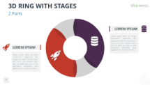 3D Ring PowerPoint Diagram with 2 Stages - Option 2