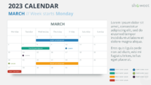 2023 Calendar for PowerPoint and Google Slides - March 2023