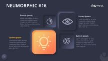 Slide 16 of Neumorphic diagram with dark background, enhancing visual impact