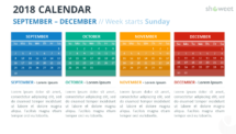 Free Calendar 2018 PowerPoint Template - 4 Months- September to December - Week Starts Sunday