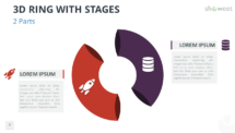 3D Ring PowerPoint Diagram with 2 Stages - Option 1
