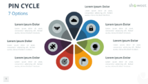 Pin Cycle Diagram with 7 options, customized for PowerPoint and Google Slides, suitable for displaying a seven-step strategy or workflow.