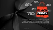 Close-up of a red shopping bag with discount percentages.
