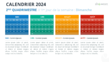 Vue du calendrier de quatre mois 2024, début dimanche - Diapo 2