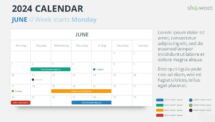 2024 June Calendar Layout, Monday Start