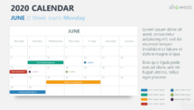 June 2020 PowerPoint Template - Week Starts Monday