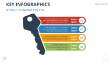 4-Step Horizontal Key List infographic for PowerPoint and Google Slides, featuring a vertical key and horizontal text banners.