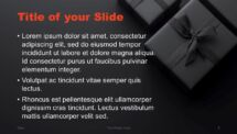 Content layout slide in Black Friday template for PowerPoint with dark theme and red highlights.