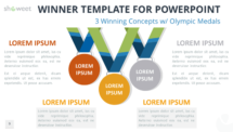 Winner Template for PowerPoint with 3 Winning Concepts and Olympic Medals