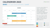 Calendrier PowerPoint - Mars 2023