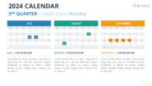 2024 Quarterly Calendar Layout with Monday Start - Slide 3