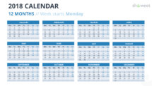 Free Calendar 2018 PowerPoint Template - 12 Months - Week Starts Monday