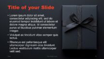 Gift box slide with bullet points in Black Friday template for PowerPoint.
