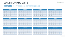 Calendario 2019 PowerPoint - 12 Meses