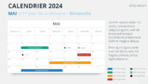 Mise en page du calendrier mensuel 2024 pour Mai, début dimanche