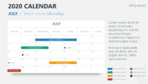 July 2020 PowerPoint Template - Week Starts Monday