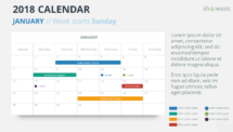 Example of PowerPoint slide with 1 month (JANUARY 2018) Free Calendar 2018 PowerPoint Template - JANUARY 2018 - Week Starts Sunday