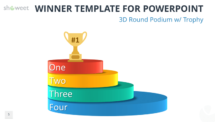 Winner Template for PowerPoint with 3D Round Podium and Trophy