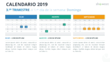 Calendario 2019 PowerPoint - 3.er Trimestre - 1.er Día de la Semana Domingo