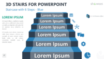 Staircase with 6 Steps for PowerPoint - Blue