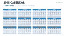 Free Calendar 2018 PowerPoint Template - 12 Months - Week Starts Sunday
