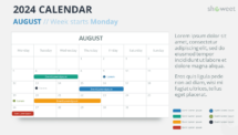 2024 August Calendar Layout, Monday Start
