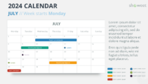 2024 July Calendar Layout, Monday Start
