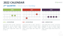 Calendar 2022 for PowerPoint - 3 Months (Quarters)